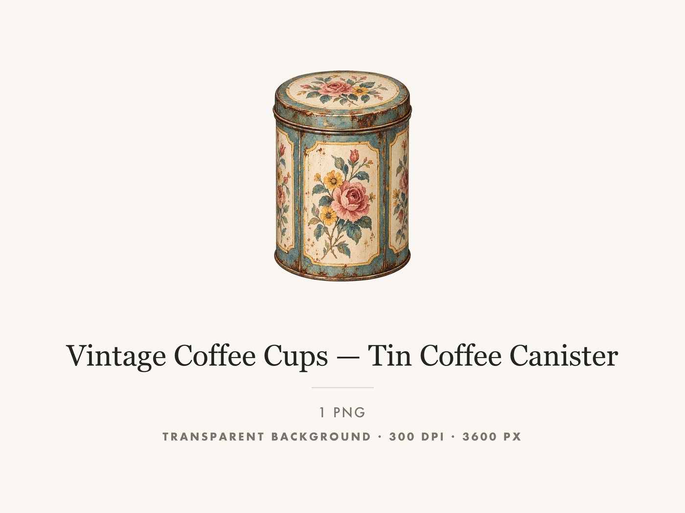 Tin Coffee Canister Clipart PNG, Vintage Kitchen Illustration